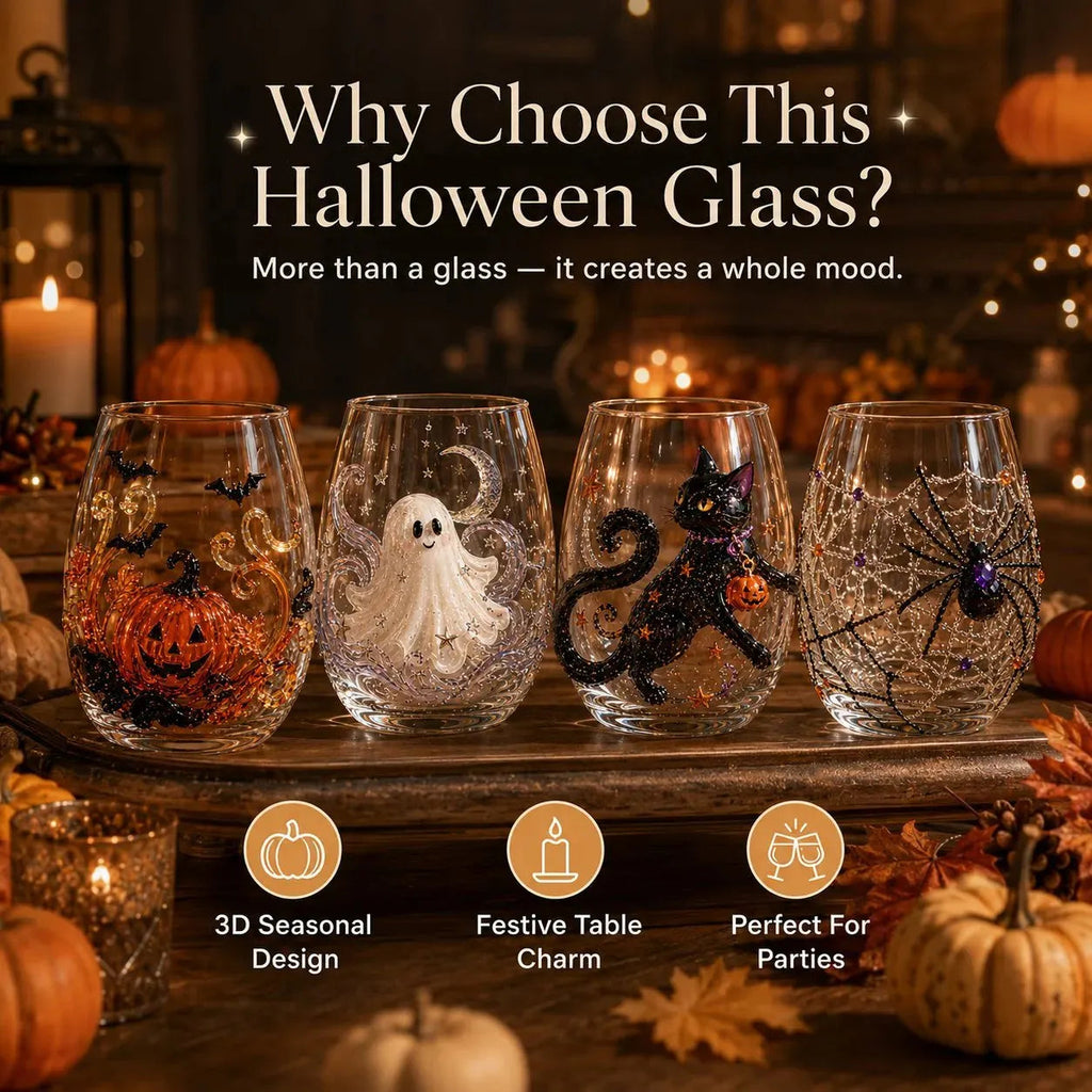 🔥 LAST DAY 40% OFF - 🎃 3D Halloween Glass Cups | Perfect for Parties & Cozy Fall Home Bars