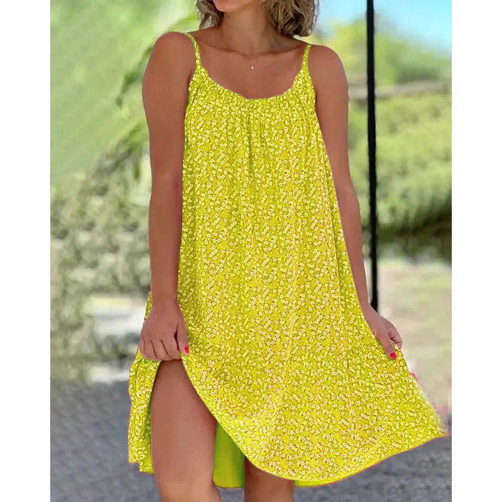 Women's Floral Print Spaghetti Strap Mini Dress