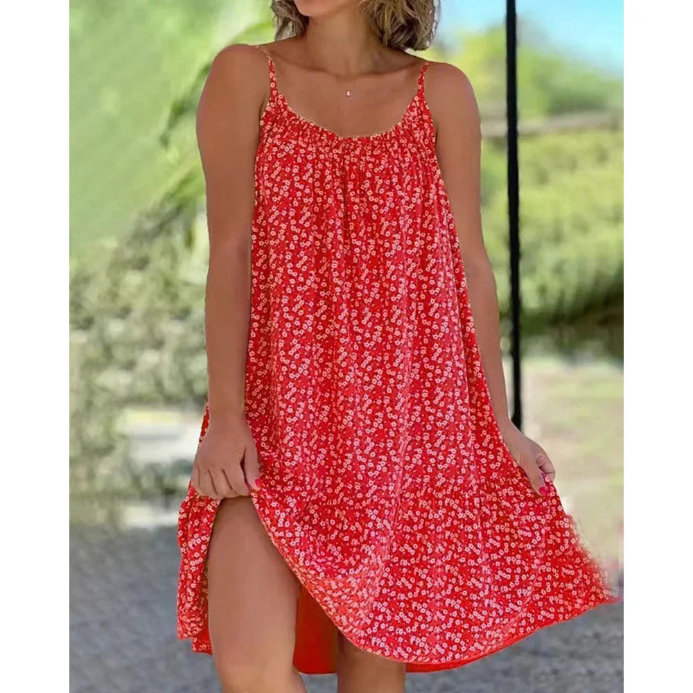 Women's Floral Print Spaghetti Strap Mini Dress