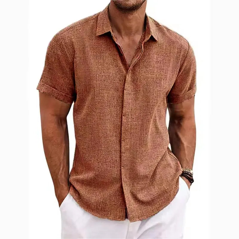 Short-sleeved Cotton Linen Shirt