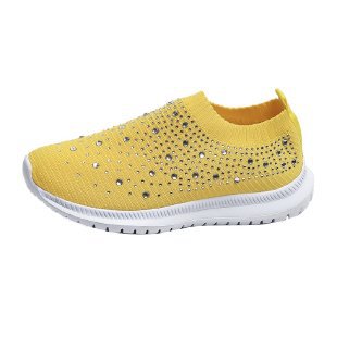 Women's Rhinestone Breathable Fly-Woven Mesh Plus Size Sneakers