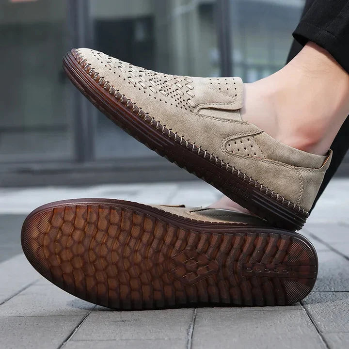 Men's genuine leather lightweight breathable casual orthopedic loafers