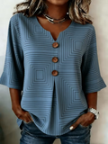 Women's Half Sleeve Blouse Summer Blue Striped Printing V Neck Daily Going Out Vintage Top
