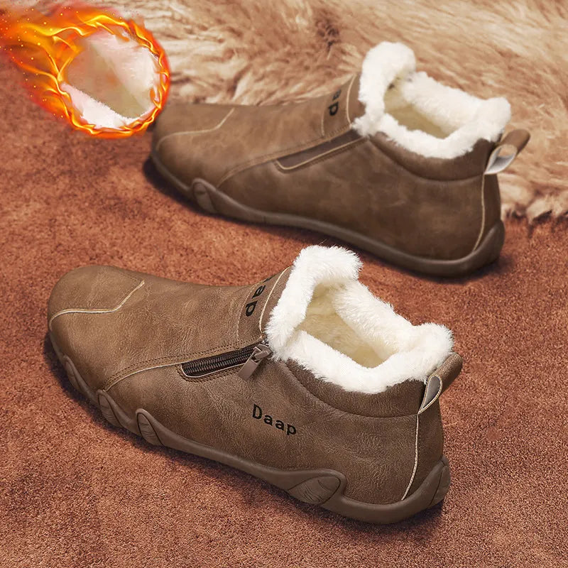 Men's velvet solid color zipper outdoor casual shoes