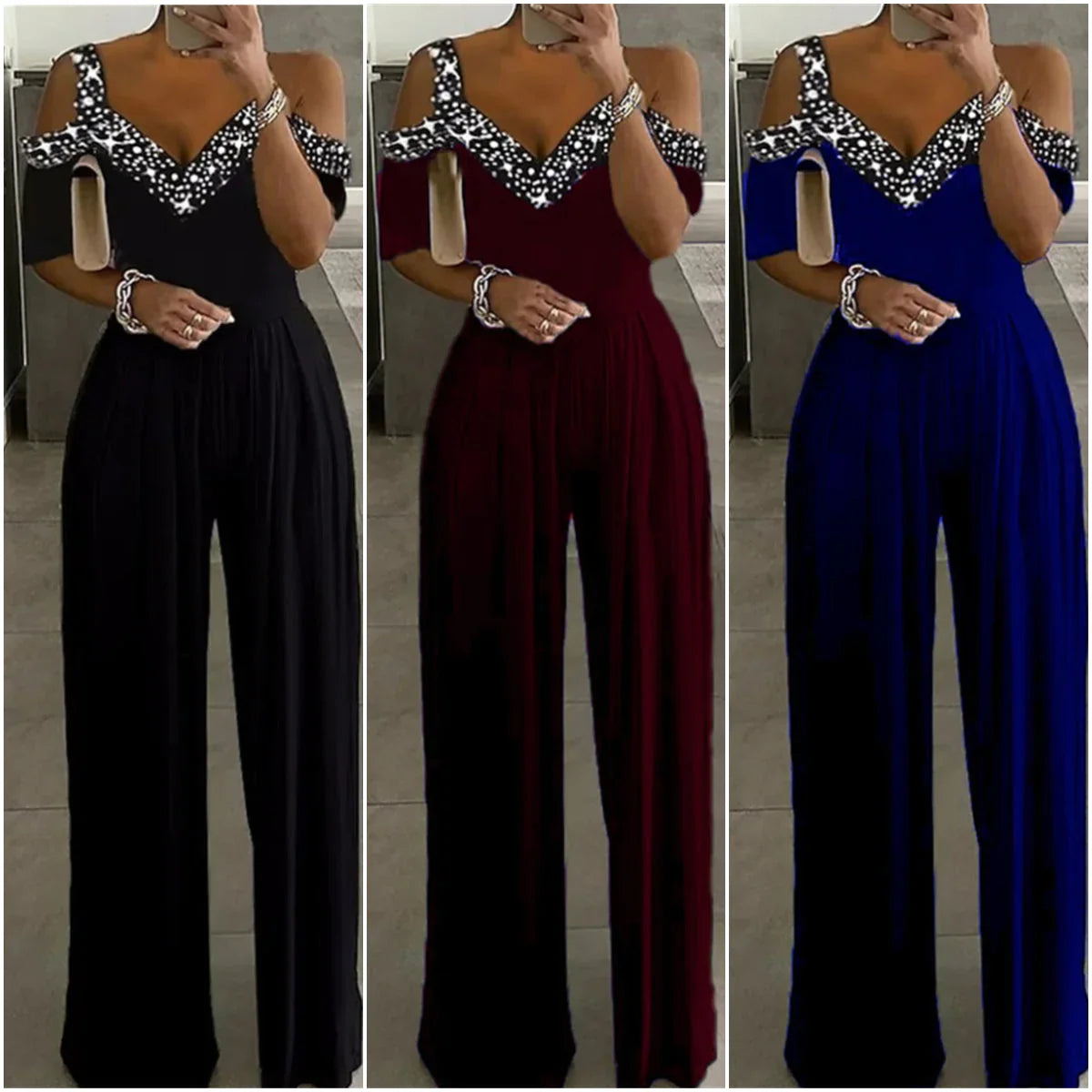 narrow waist jumpsuit with wide legs