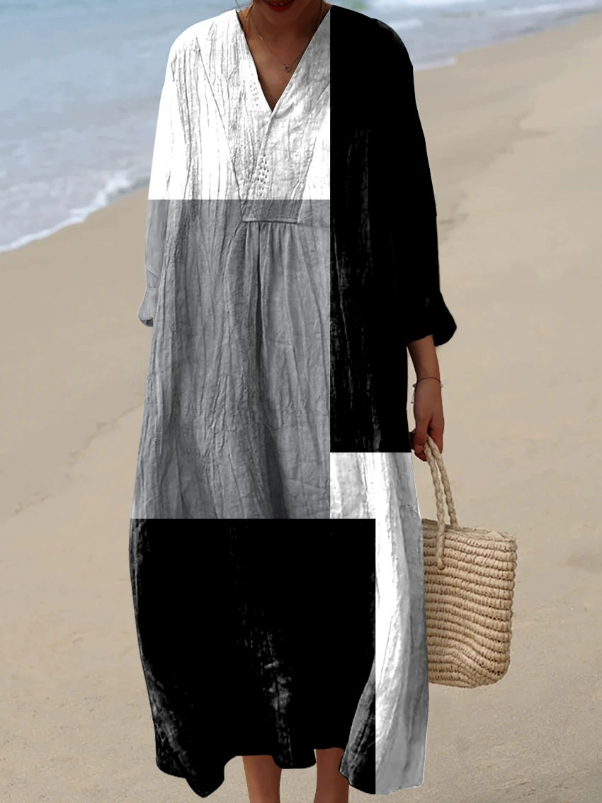 Women's Abstract Pattern Art Print Cotton Dress