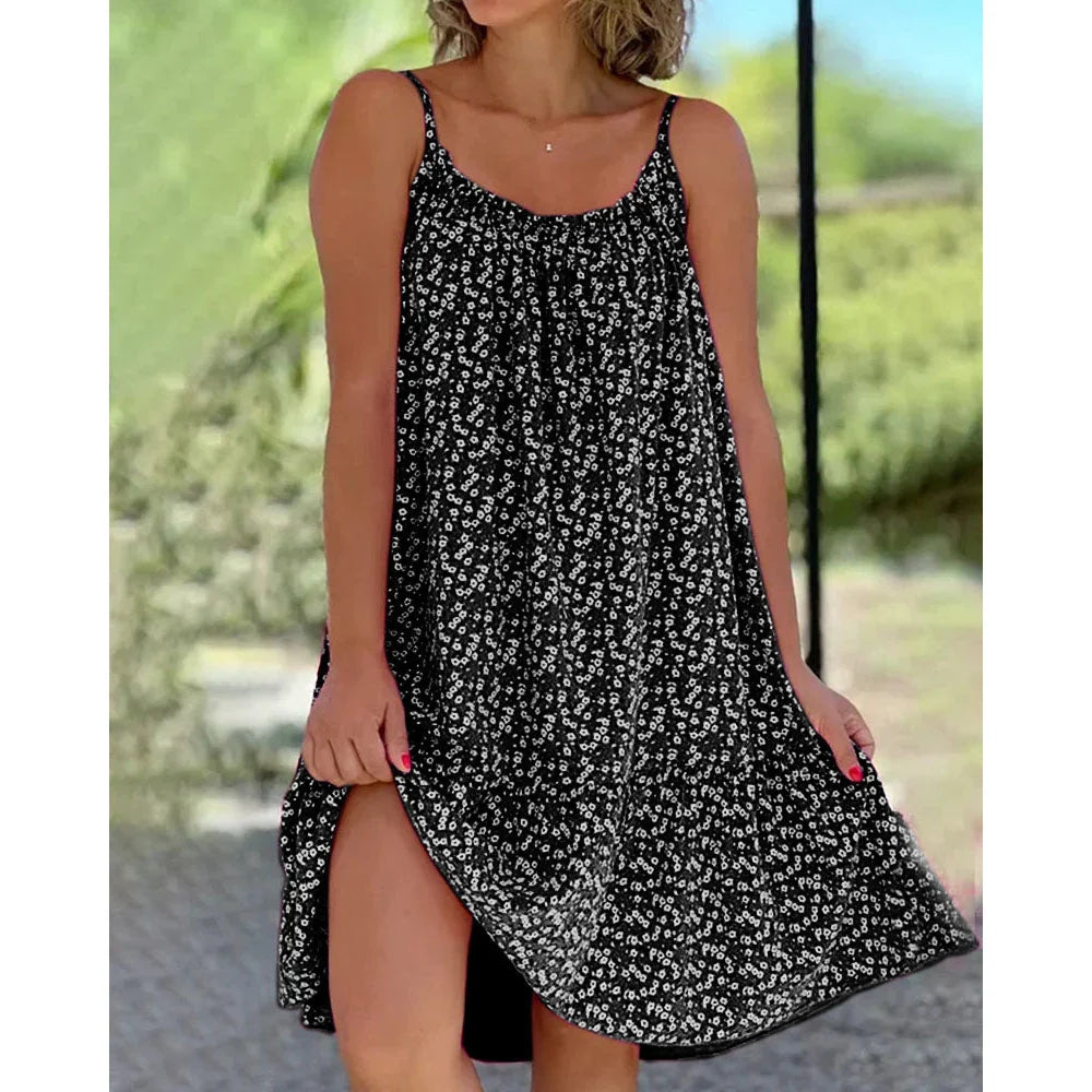 Women's Floral Print Spaghetti Strap Mini Dress