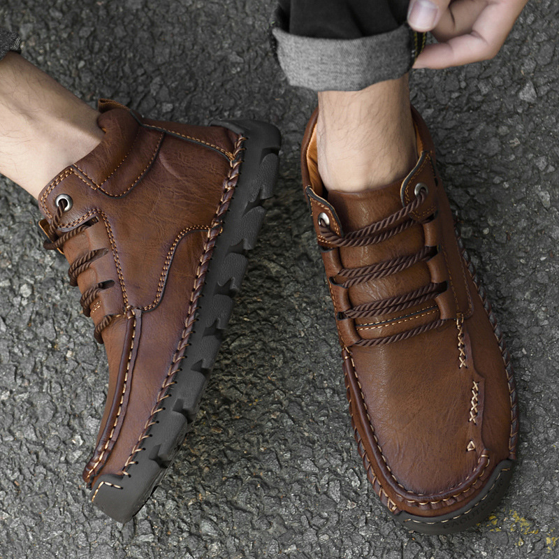 Men's Hand-Sewn Wear-Resistant Waterproof Cowhide Shoes