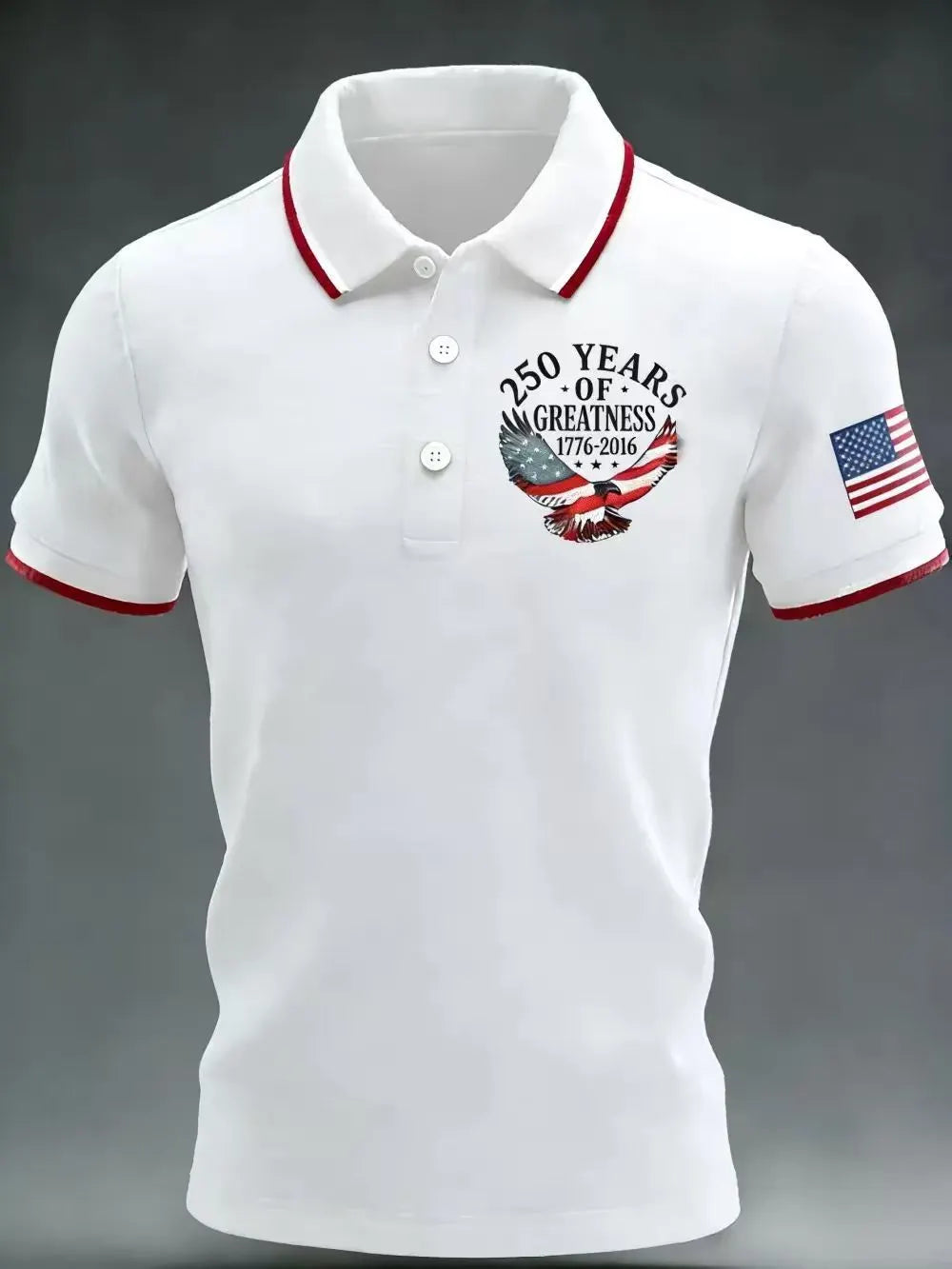 Men's American 250th Anniversary Print Casual Polo Shirt