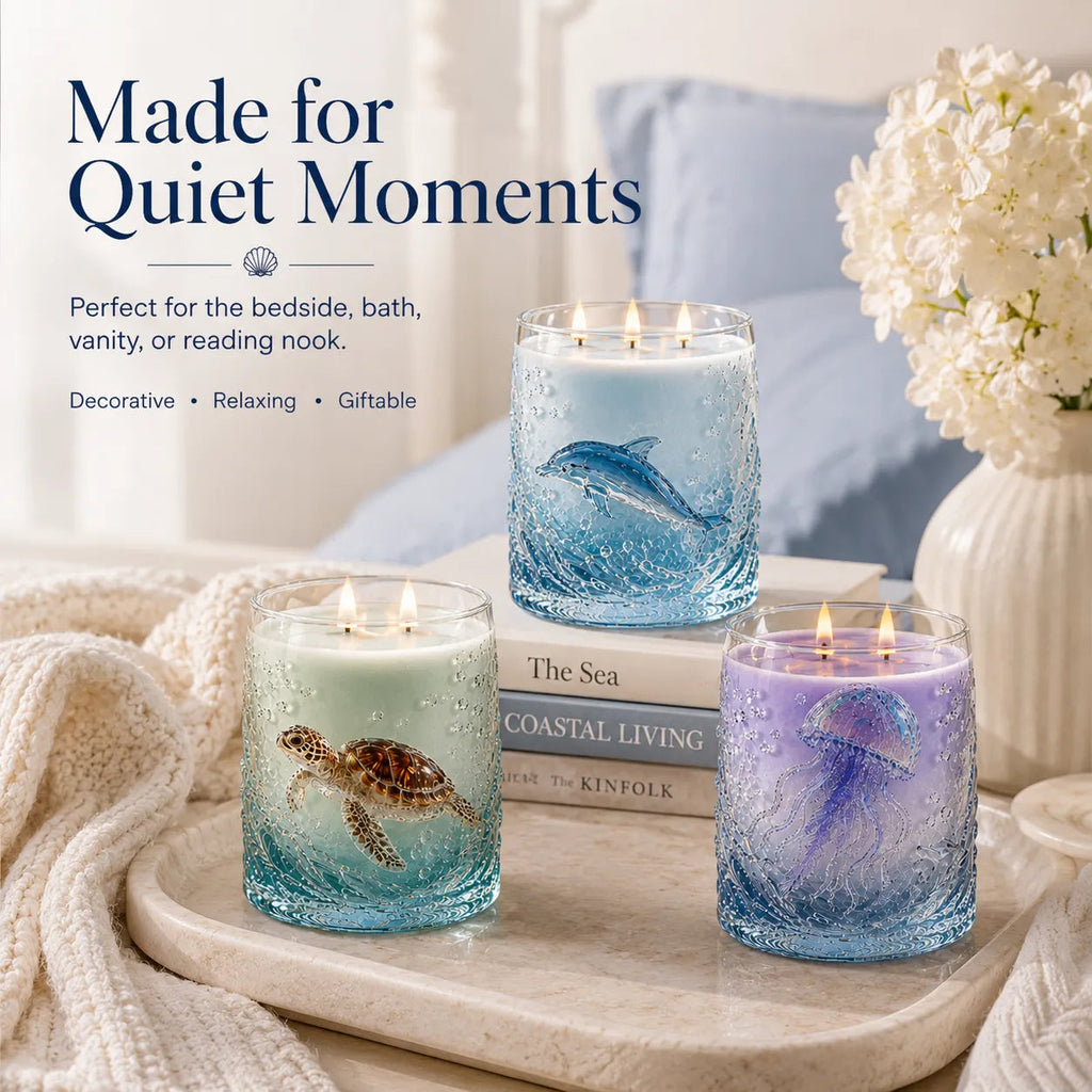 Ocean-inspired scented candles—crafted for moments of serenity