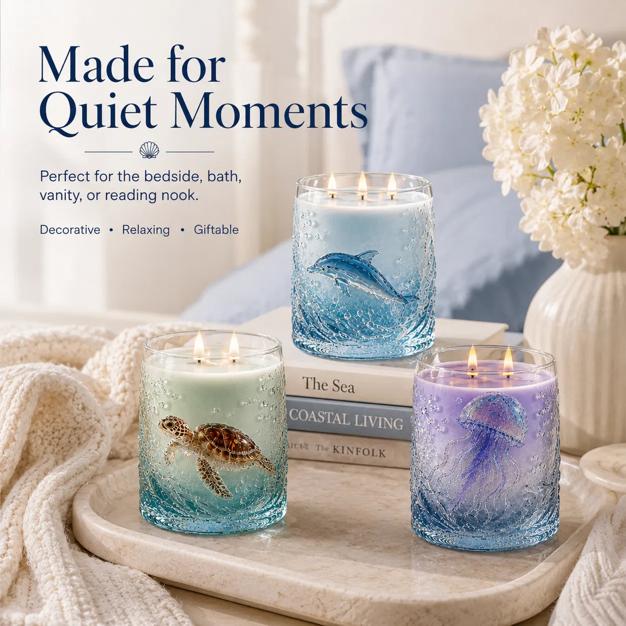Ocean-inspired scented candles—crafted for moments of serenity