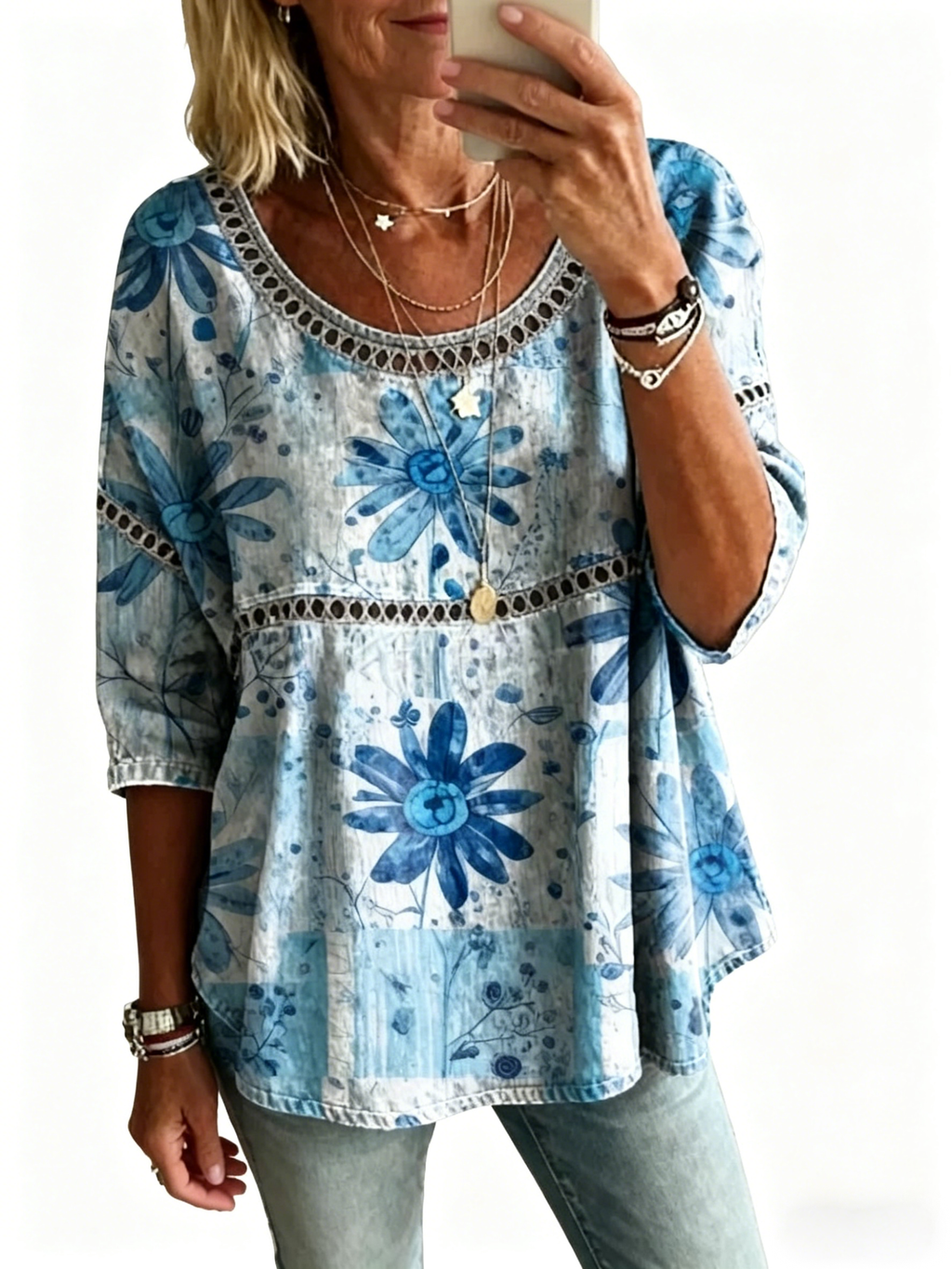 Women's Casual Loose Fit Denim Top