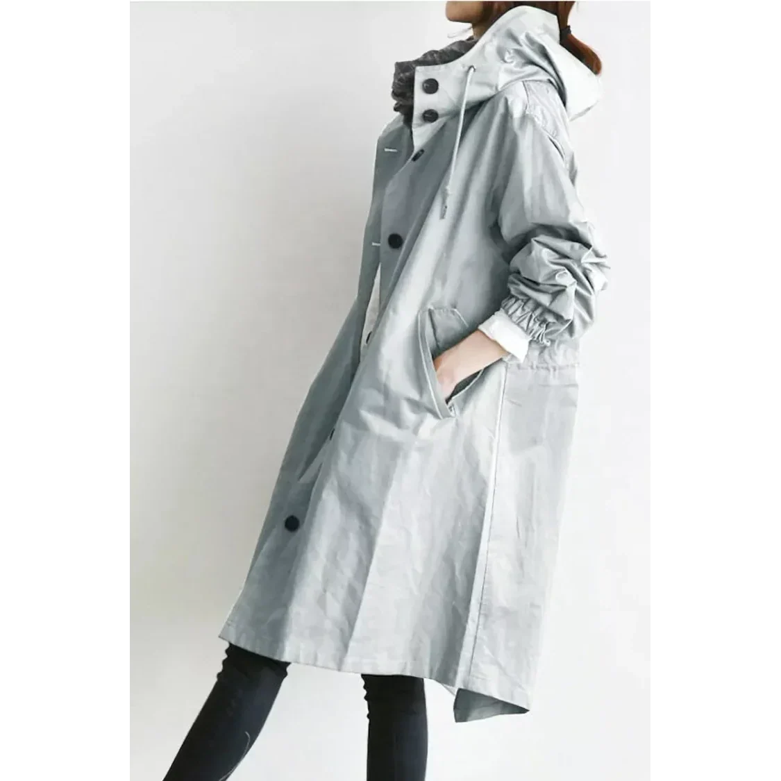 Women's Loose Fit Waterproof Trench Jacket