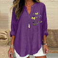 Split V-Neck 3/4 Sleeve Loose Fit Casual Top