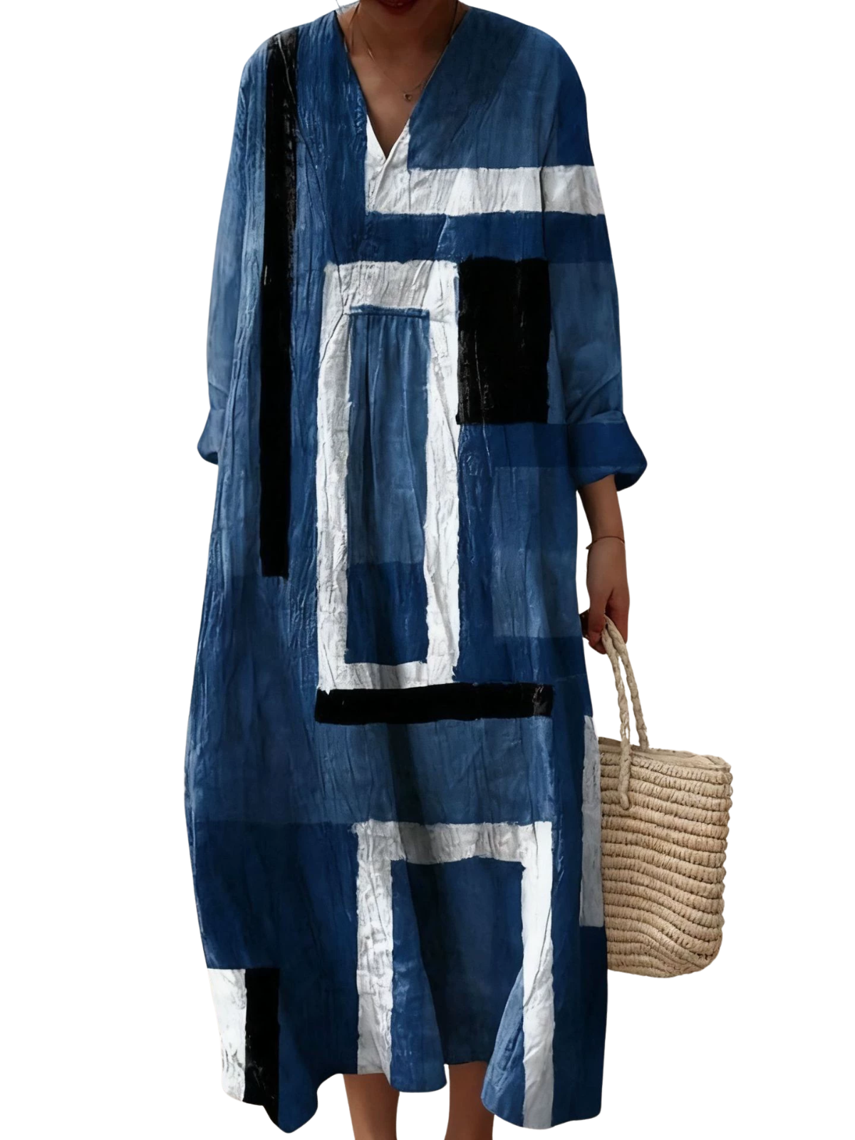 Women's Abstract Pattern Art Print Cotton Dress