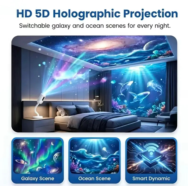 Smart Holographic Ocean & Galaxy & Forest 5D Projector