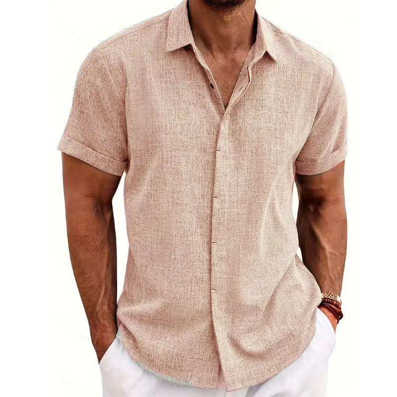 Short-sleeved Cotton Linen Shirt
