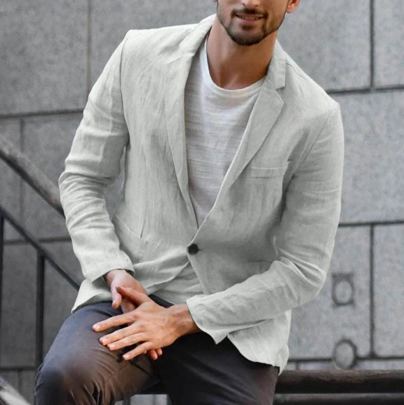Slim suit jacket in cotton and linen