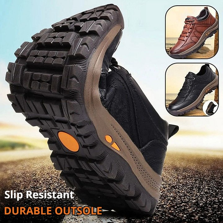 Men's non-slip outdoor leather British casual hiking shoes - Relieve Foot Pain