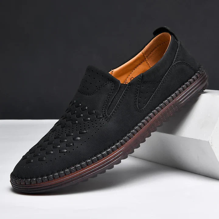 Men's genuine leather lightweight breathable casual orthopedic loafers
