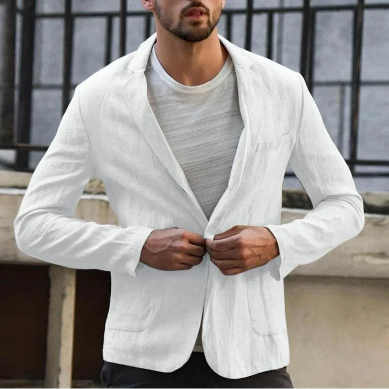 Slim suit jacket in cotton and linen