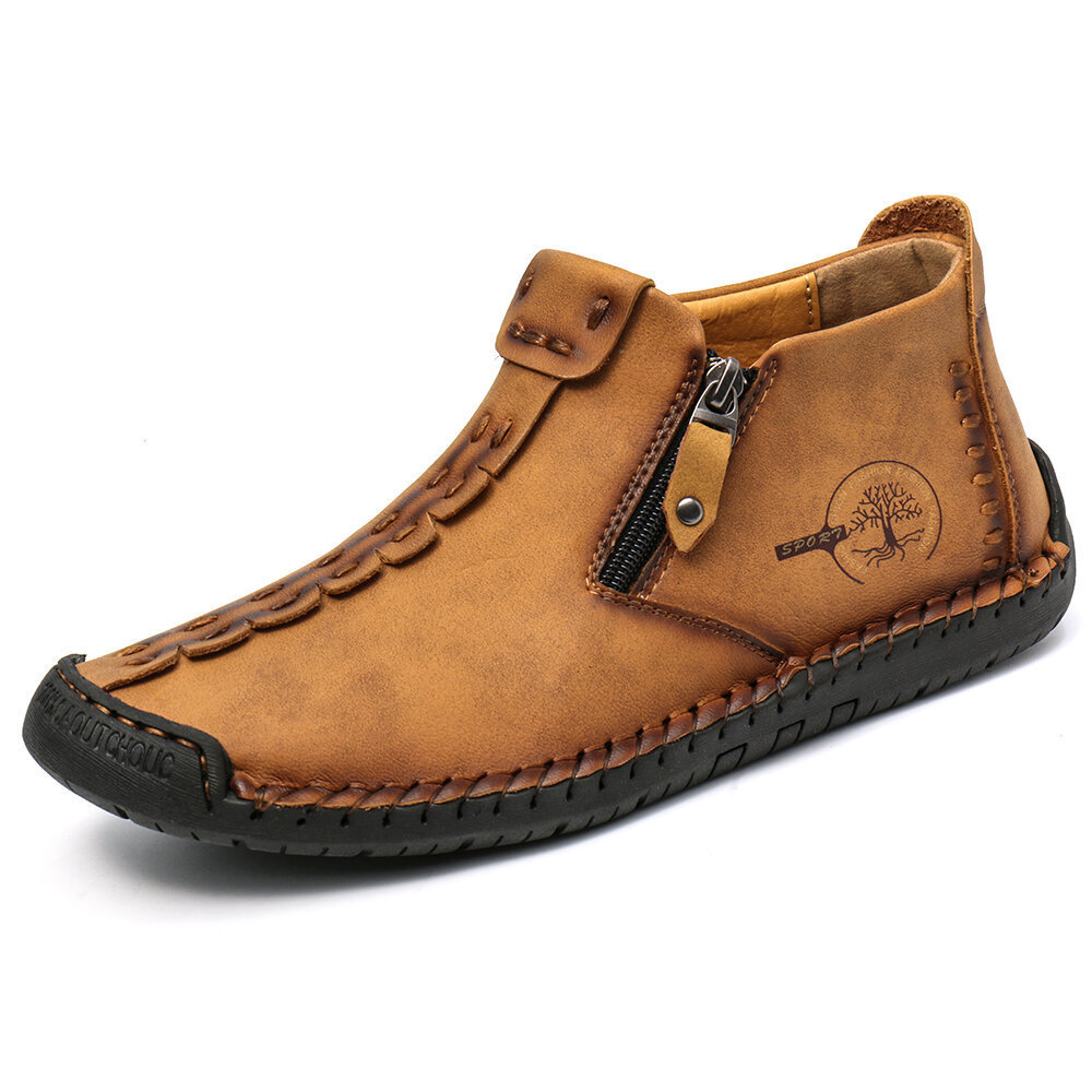 Autumn And Winter New Style Large Size Men's Shoes, Outdoor Casual Men's Tooling Boots, Hand-sewn Sets Of Foot Mid-cut Leather Boots