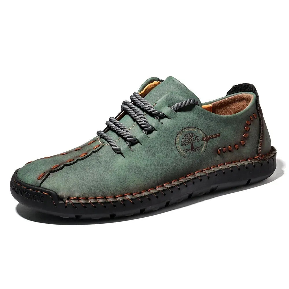 Casual Men's Shoes Large Size Hand-sewn Peas Shoes Business Retro Soft Sole Men's Shoes