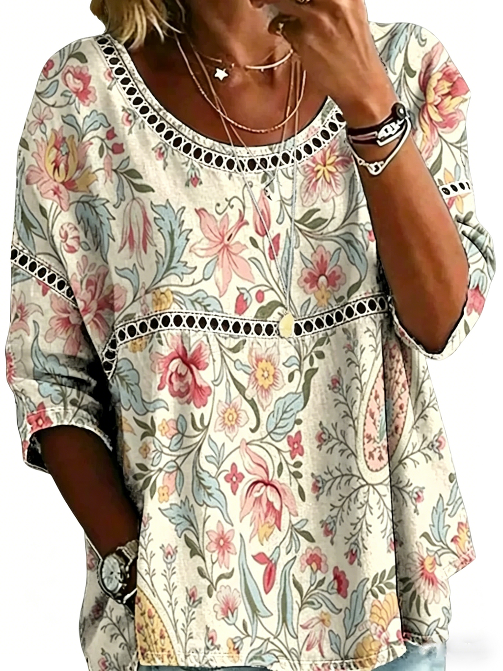 Abstract Print Linen Top | Women's Casual Loose Blouse