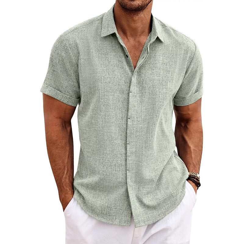 Short-sleeved Cotton Linen Shirt