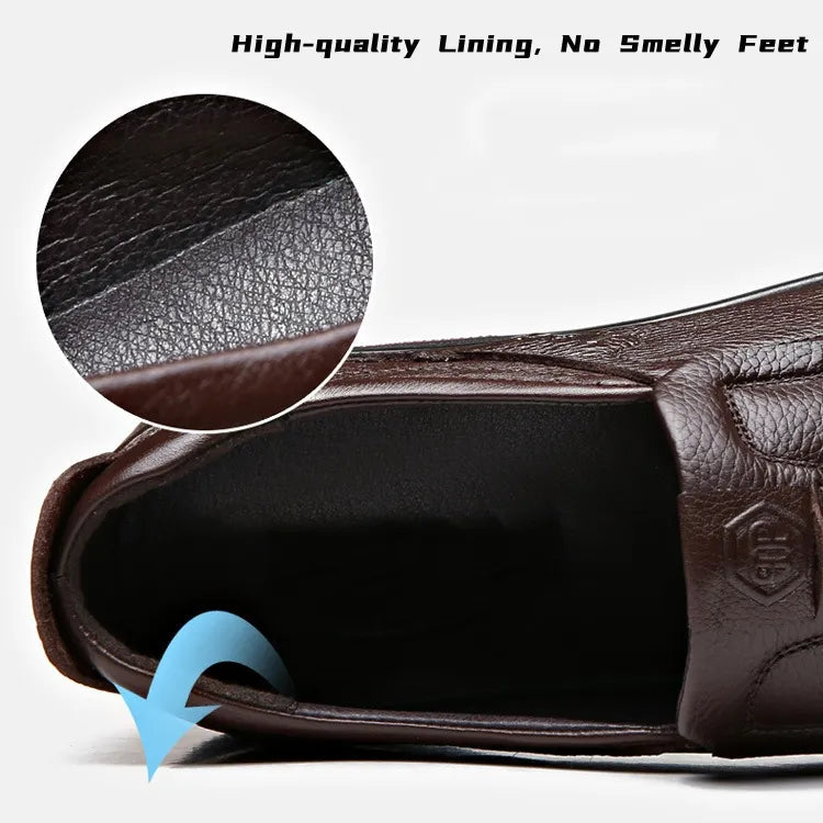 Men's Genuine Leather Soft Insole Casual Business Slip On Loafers