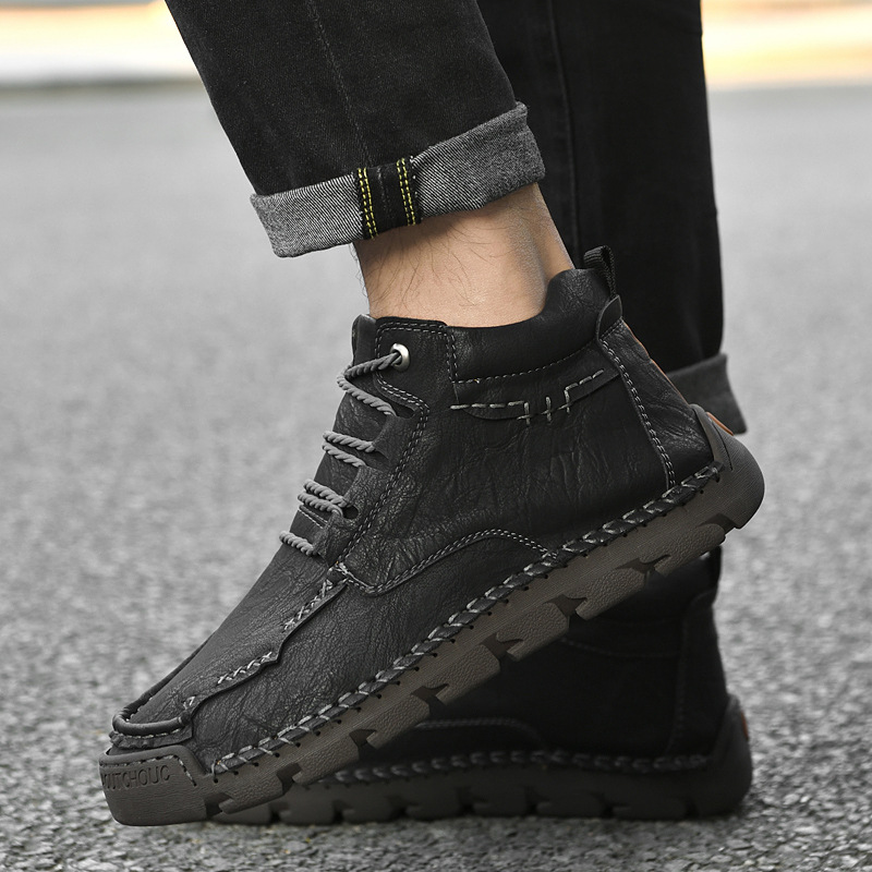Men's Hand-Sewn Wear-Resistant Waterproof Cowhide Shoes