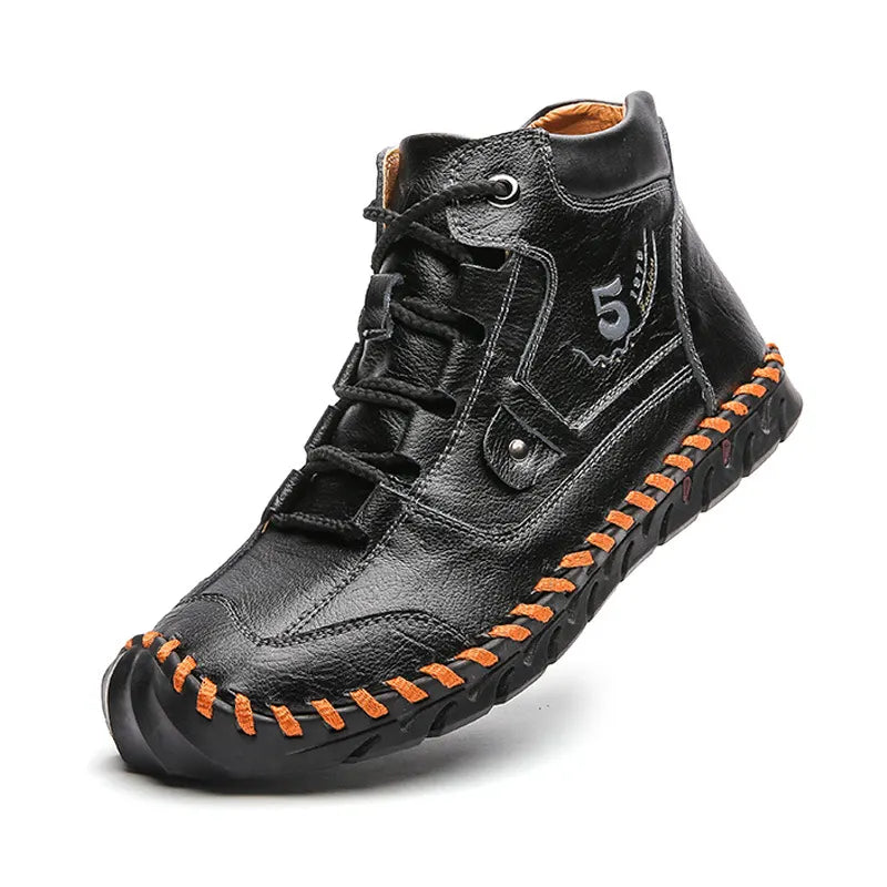 Men's Retro Soft Handmade Mid-cut Tooling Boots Outdoor Shoes