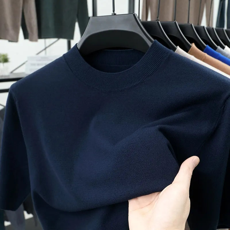 Last Day 50% OFF🔥2025 Spring and Summer Men's Stand Collar Cashmere Casual T-shirt (Buy 2 Free Shipping)