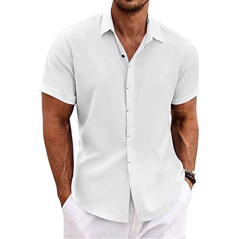 Short-sleeved Cotton Linen Shirt
