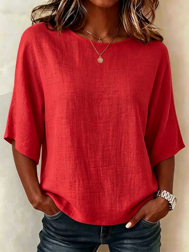 Women's Half Sleeve Blouse Summer White Plain Printing Crew Neck Daily Going Out Vintage Top