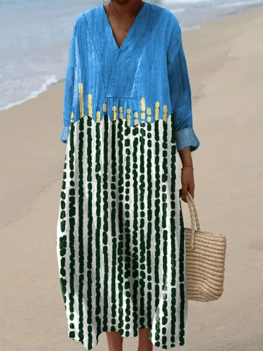 Women's Abstract Pattern Art Print Cotton Dress