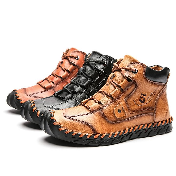 Men's Retro Soft Handmade Mid-cut Tooling Boots Outdoor Shoes