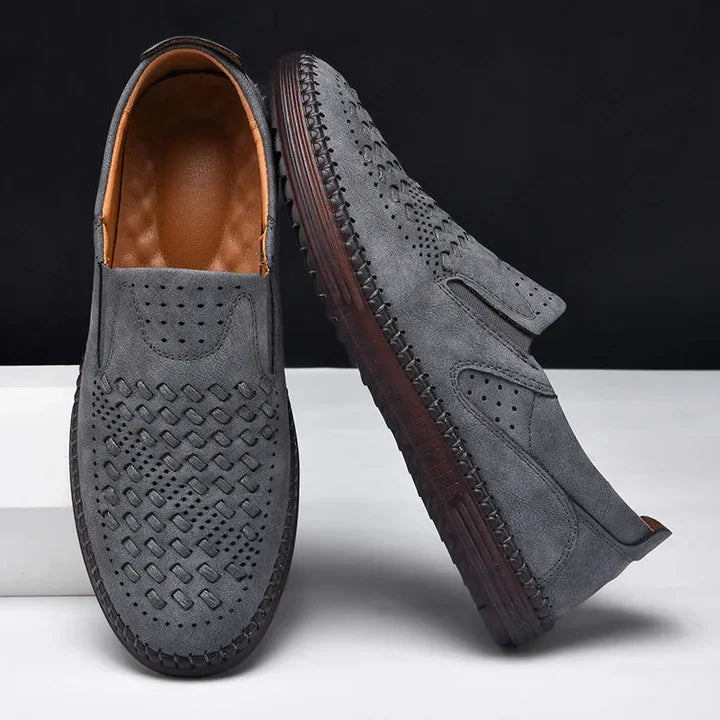 Men's genuine leather lightweight breathable casual orthopedic loafers