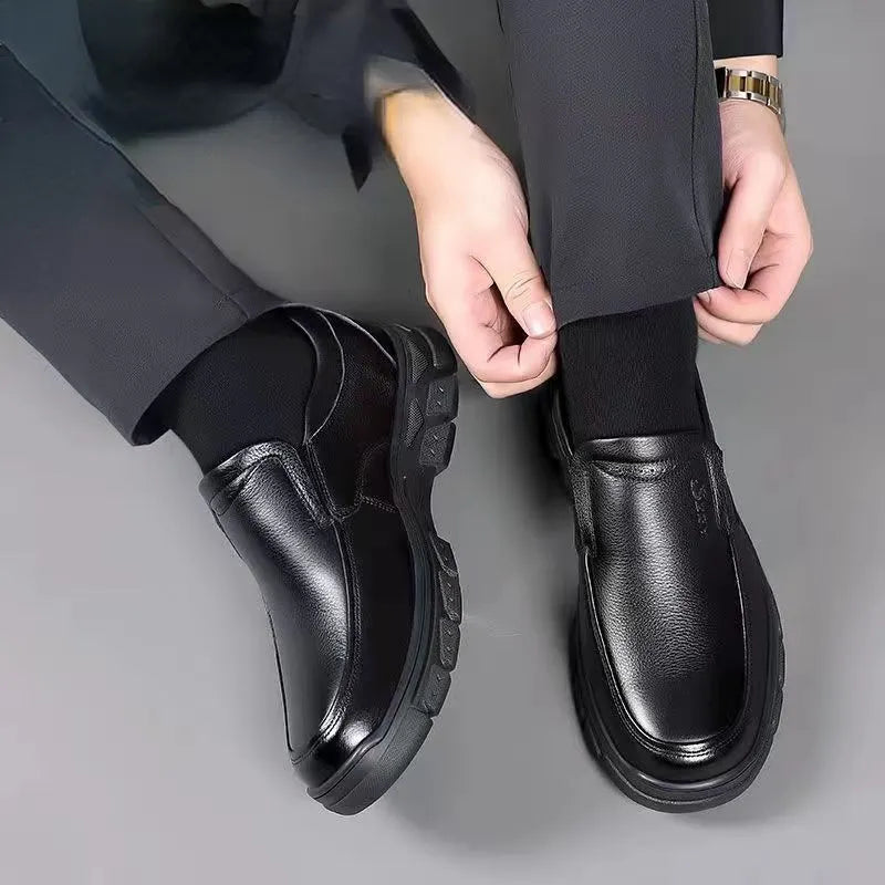 Men's Genuine Leather Comfy Casual Arch Support Slip-On Loafers