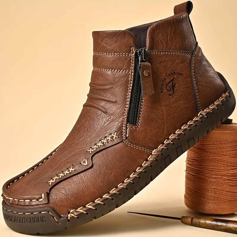 Men's Hand-sewn Cowhide Boots Comfortable Waterproof And Non-slip