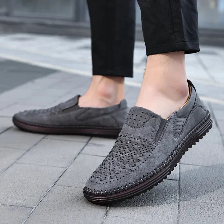 Men's genuine leather lightweight breathable casual orthopedic loafers