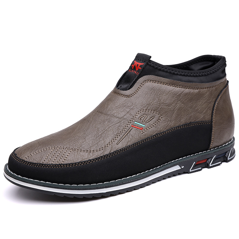 Genuine leather tendon sole non-slip wear-resistant fashionable mid-tube men's boots