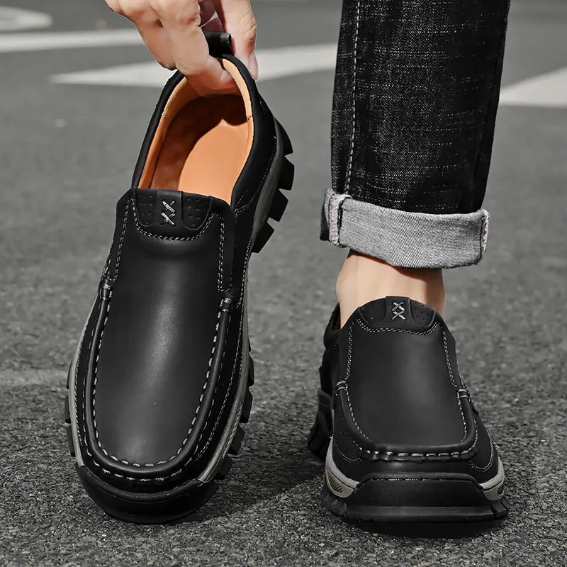 Men's Comfortable Casual Genuine Leather Slip On Loafers