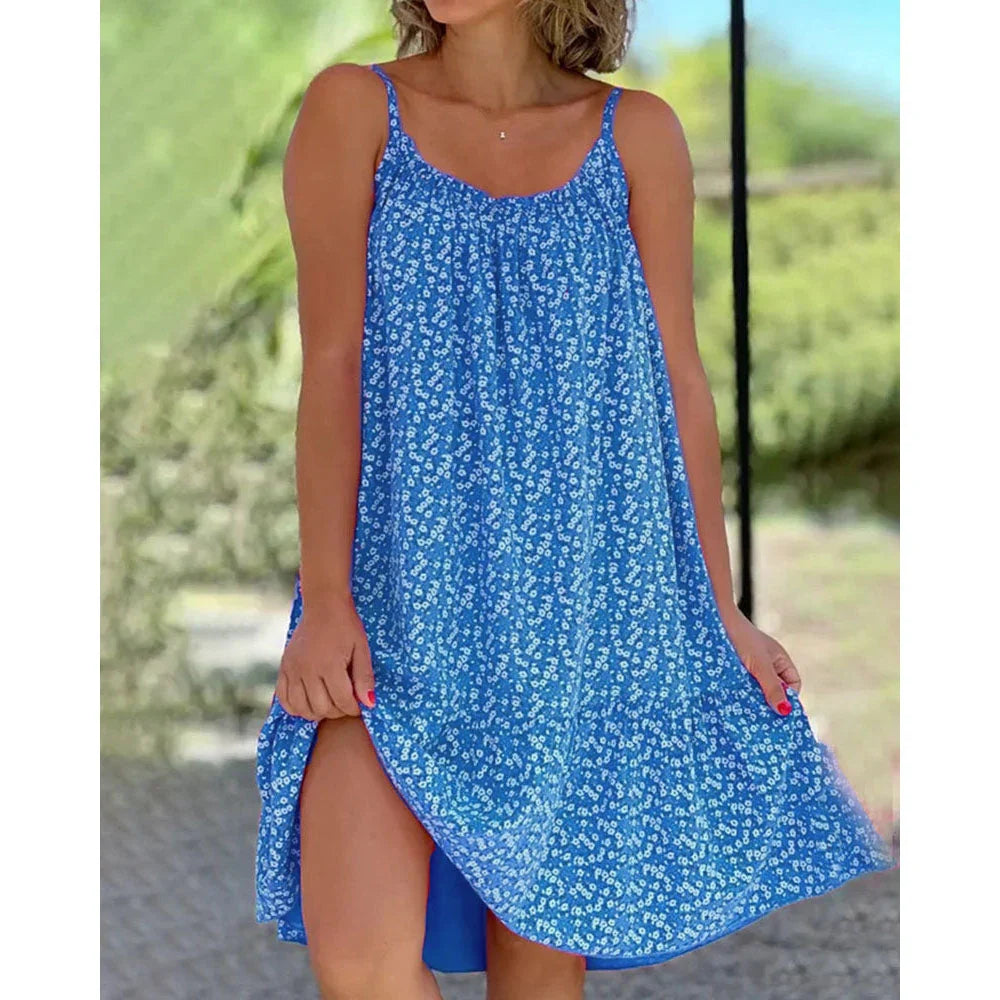 Women's Floral Print Spaghetti Strap Mini Dress
