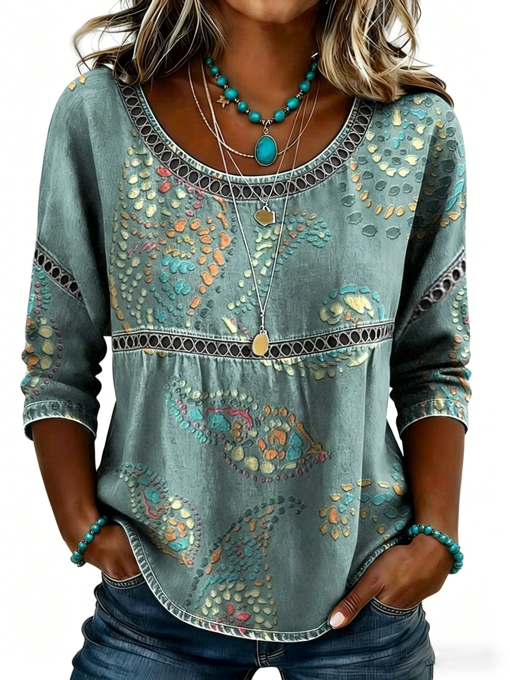 Abstract Print Linen Top | Women's Casual Loose Blouse