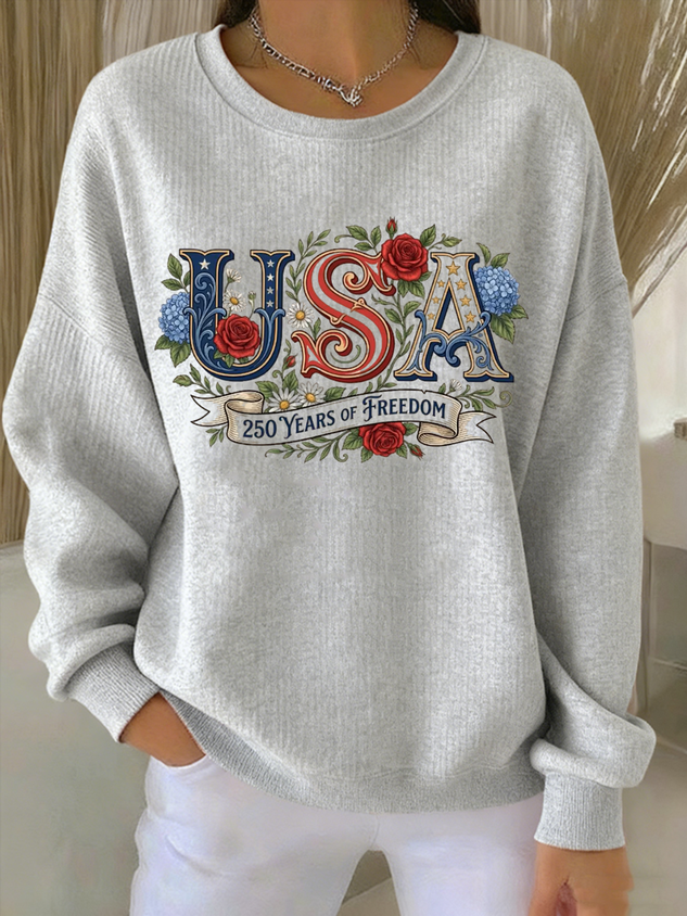 Loose Others Text Letters Casual Sweatshirt