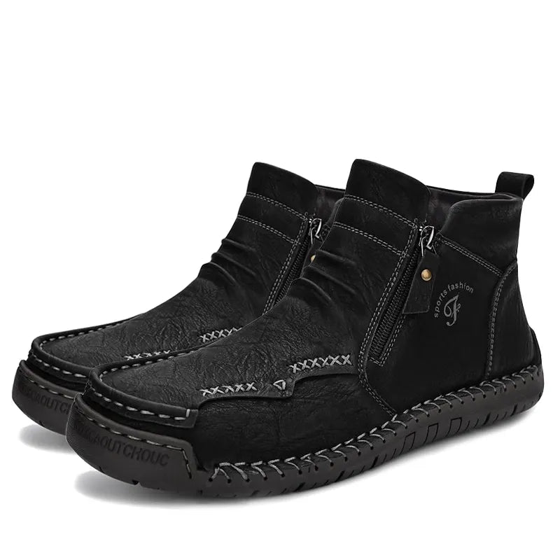 Men's Hand-sewn Cowhide Boots Comfortable Waterproof And Non-slip