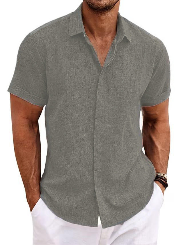 Short-sleeved Cotton Linen Shirt