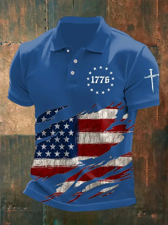 Men's American 250th Anniversary Print Casual Polo Shirt