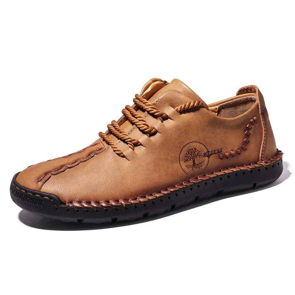 Casual Men's Shoes Large Size Hand-sewn Peas Shoes Business Retro Soft Sole Men's Shoes